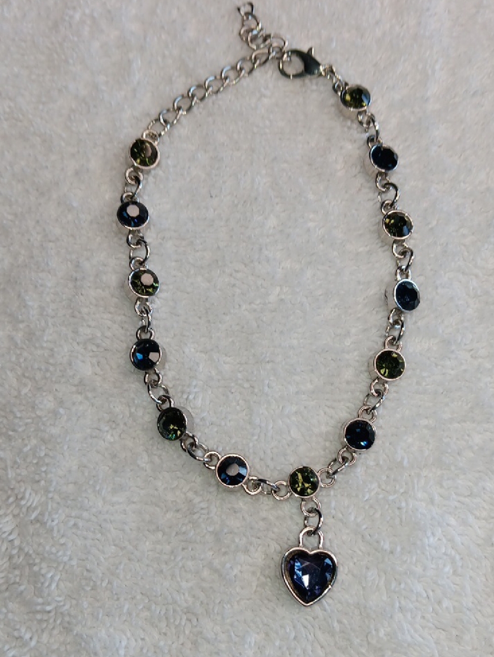 Silver-Tone Bracelet with Blue Heart Charm